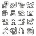 Vector line adventure icon set.