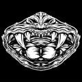 Vector line art skull sticker design. Black and white emblem, illustration for t-shirt. Isolated on black background