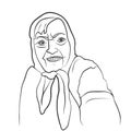 Vector Line Art avatar - Old granny smiles.