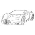 Vector line art car, concept design. Vehicle black contour outline sketch illustration isolated on white background Royalty Free Stock Photo