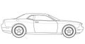 Vector line art car, concept design. Vehicle black contour outline sketch illustration isolated on white background. Royalty Free Stock Photo