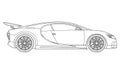 Vector line art car, concept design. Vehicle black contour outline sketch illustration isolated on white background