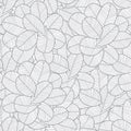 Vector line art grey leaves texture seamless