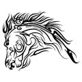 Vector line art horse head tattoo sketch Royalty Free Stock Photo