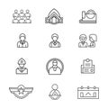 Vector Line Art Icon Set for Human Resources Royalty Free Stock Photo