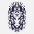 Vector line art of Japanese culture kitsune mask Royalty Free Stock Photo