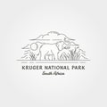 vector of line art kruger national park logo design, elephant on kruger national park label design Royalty Free Stock Photo