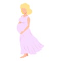 Vector line art pregnant woman isolated on white background. Female waiting for a child for babycare site, birthing center,