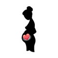 Vector line art pregnant woman isolated on white background. Female waiting for a child for babycare site, birthing center,