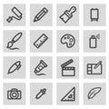 Vector line art tools icons set Royalty Free Stock Photo