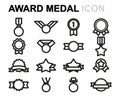 Vector line award medal icons set