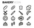 Vector line bakery icons set