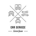 Vector Line Banner Car Service. Royalty Free Stock Photo