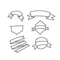 Vector line banner ribbons set drawn hands