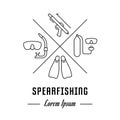 Vector Line Banner Spearfishing.