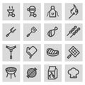 Vector line barbecue icons set