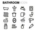 Vector line bathroom icons set
