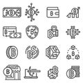 Vector line Bitcoin icons set