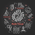 Vector black concept of bacteria and viruses - aids hiv icon Royalty Free Stock Photo