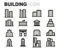 Vector line buildings icons set