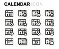 Vector line calendar icons set