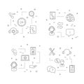 Vector line call support center icons infographic concept illustration