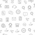 Vector line call support center icons pattern or background illustration