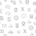 Vector line call support center icons pattern or background illustration