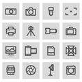 Vector line camera icons set