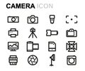 Vector line camera icons set