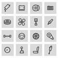 Vector line car parts icons set Royalty Free Stock Photo