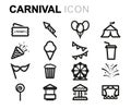 Vector line carnival icons set