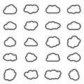 Vector line cloud shapes set on white background