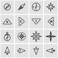 Vector line compass icon set