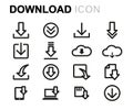 Vector line download icons set