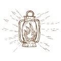 Vector line drawing of an outdoor gasoline lamp