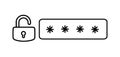 Password account authentication. Cyber security. Vector line. Editable outline stroke.