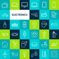 Vector Line Electronics Icons Royalty Free Stock Photo