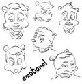 Vector line emotion animal face Royalty Free Stock Photo