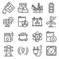 Vector line Energy, electricity, power icons set