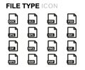 Vector line file type icons set