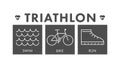 Vector line and flat triathlon logo and symbol.