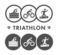 Vector line and flat triathlon logo and symbol.