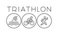 Vector line and flat triathlon logo and symbol.