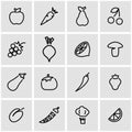 Vector line fruit an vegetablees icon set Royalty Free Stock Photo