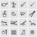 Vector line gardening icon set