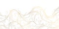 Vector line gold background, luxury design texture. Flow elegant curve graphic. River, ocean dynamic banner