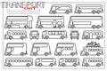 Vector line graphic. Set of icons bus Royalty Free Stock Photo