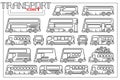 Vector line graphic. Set of icons bus Royalty Free Stock Photo