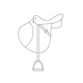 Vector line hand drawn icon cartoon flat classical english show cross jumping horse saddle on white Royalty Free Stock Photo